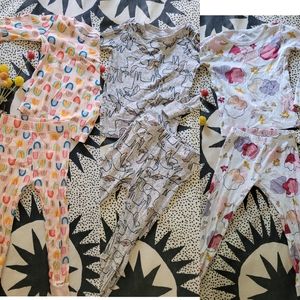 Rainbow, Unicorns & water color floral pajama bundle.